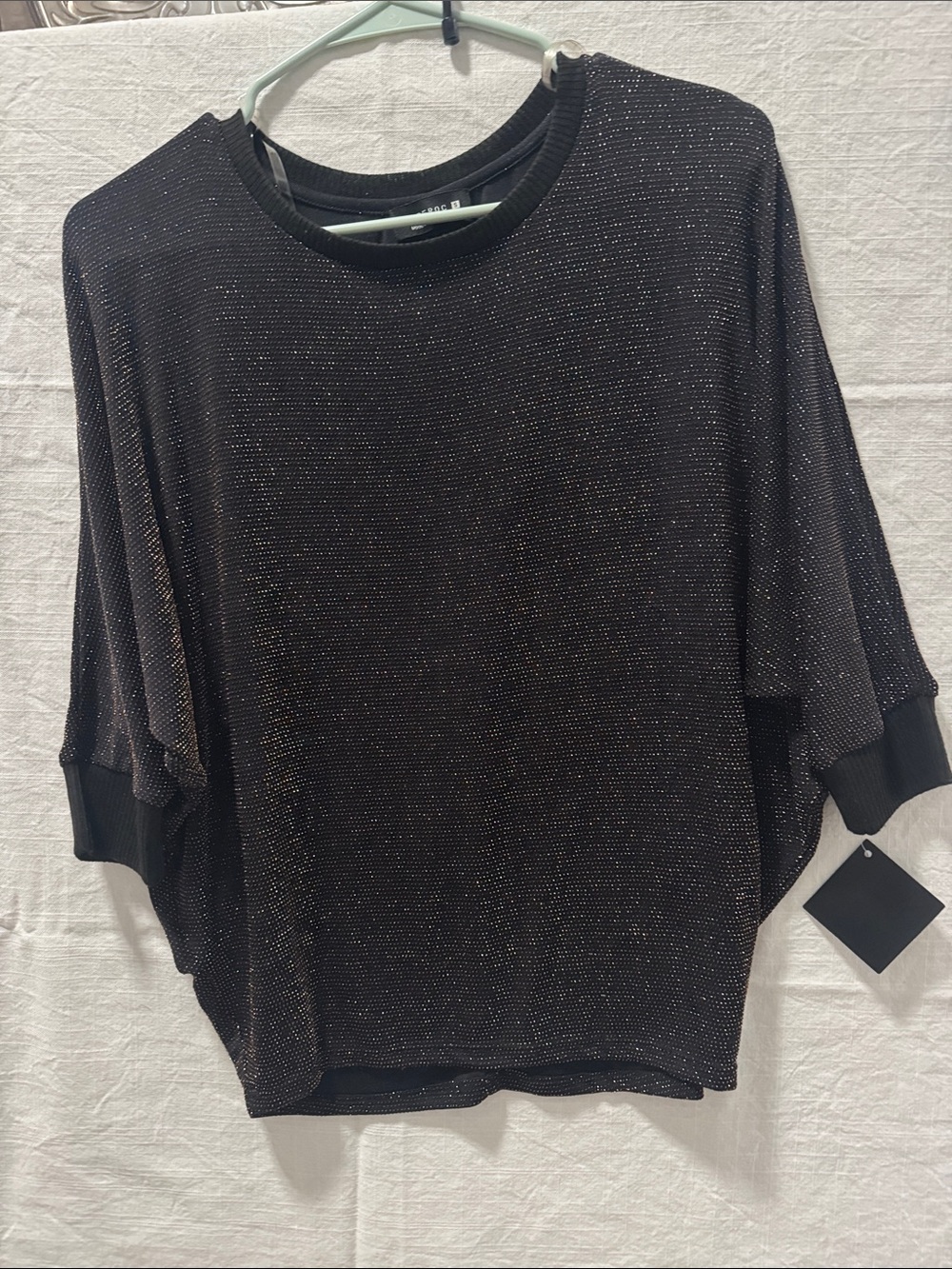 Women's Black Sparkle Dolman Sleeve Pullover